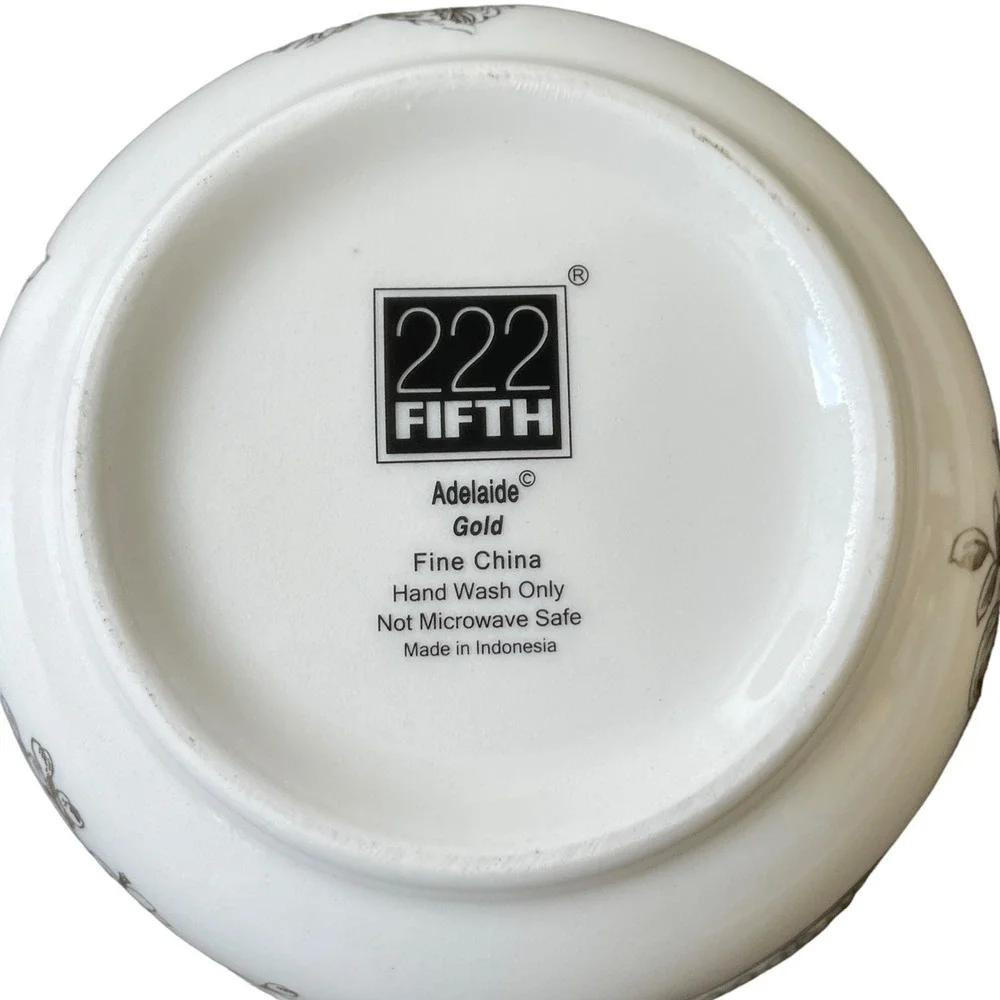 222 Fifth ADELAIDE GOLD Cereal Soup Bowl 5.5in Set of 4 Porcelain New